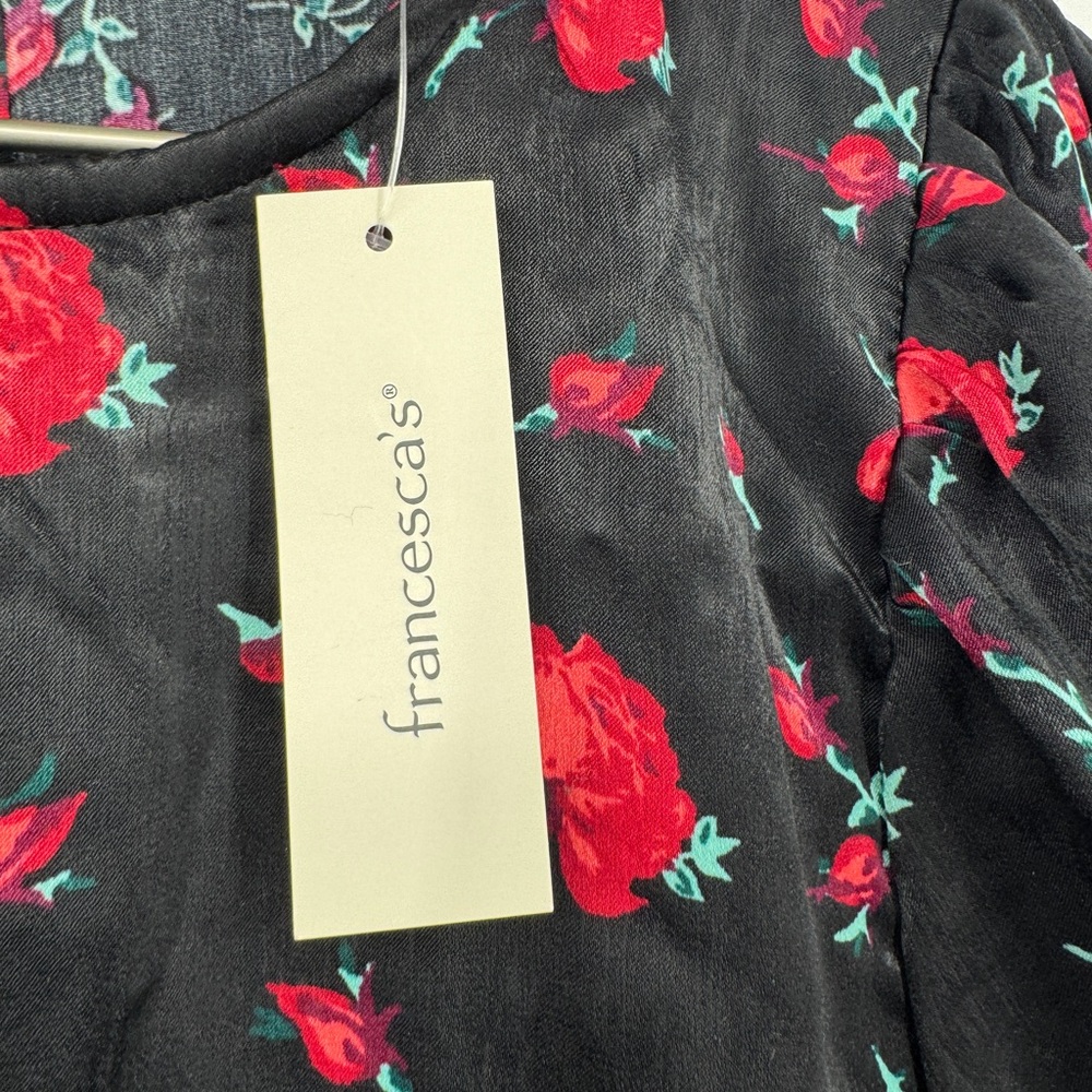 Mi Ami Retro Pinup Style Floral Print Midi Dress Black Red Size Small - Picture 7 of 10